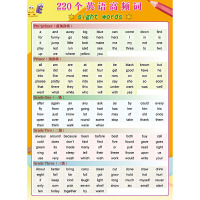 英语常用220个高频词自然拼读与单词拼读规则表知识海报墙贴挂图 220个高频词 A4随身版