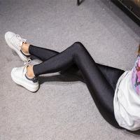 [2条装]冰丝打底裤女士光泽裤紧身弹力高腰显瘦踩脚长裤薄款显瘦 中腰薄款[平脚1条] M码80-100斤