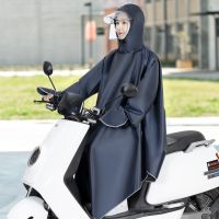 电动车雨衣女男成人防暴雨全身连体全身摩托车电瓶车雨披新款带袖 有袖雨衣-藏青色[4XL]