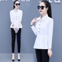 雪纺长袖衬衫夏季新款潮流韩版修身气质显瘦百搭时尚女装衬衣小衫 8808-22纯白色长袖 S 80-100