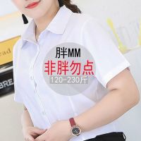 特大码白衬衫女短袖胖mm加肥加大200斤工作服衬衣女职业正装寸衣 白色短袖 S (建议70斤内)