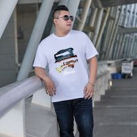 短袖男胖子t恤夏季加肥加大码宽松半袖体恤肥佬特大号T恤衣服 白色星空 M 建议100-120斤