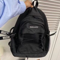 暗黑风炸街豹纹双肩包男女韩版ins大容量百搭休闲学生书包潮男女 黑色(加大加厚版)