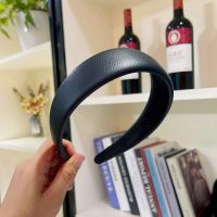 韩版新款pu皮宽边发箍女百搭外出简约复古头箍气质超仙森系发饰品 黑色