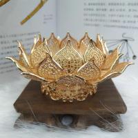 古风手工立体三层莲花发冠高端保色汉服头饰明制束发宋制汉服造型 金色 A款单个簪子