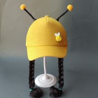 春夏季儿童鸭舌帽可爱蜜蜂帽子女童棒球帽宝宝遮阳帽子假发帽子 黄蜜蜂鸭舌麻花 1-6岁(可调节大小)