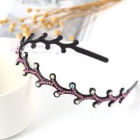 发箍女水钻宽边发饰韩国简约带齿防滑发箍少女压发头箍发夹饰品 (单个装)粉色