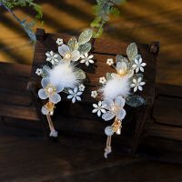 古风头饰全套边夹超仙流苏对夹毛绒发夹发饰生日古装配饰明制汉服 羽容发夹一对(带流苏)