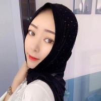 2021年夏季穆斯林头巾新款薄款套头纱巾马来网纱头套透气回族帽子 黑色 网纱三角开叉套头