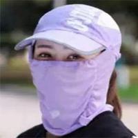 夏季防晒帽子男士钓鱼帽户外登山太阳帽女速干折叠防紫外线遮阳帽 紫色.