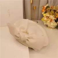 法式复古蝴蝶结贝雷帽女夏镂空网眼画家帽透气南瓜帽英伦包头帽子 米色 大蝴蝶结贝雷帽 可调节