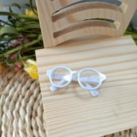 6分bjd娃娃眼镜 透明眼镜6分8分通用可爱圆直眼镜小巧4.5cm 白色-小眼镜 6分8分通用