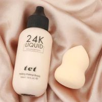 [送粉扑]粉底液bb霜cc棒霜素颜霜遮瑕保湿提亮补水学生隔离BB霜 01#象牙色粉底液送小葫芦粉扑