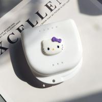 可携带保持器盒子储牙盒牙套盒卡通便携矫正器盒子义齿护理收纳盒 白盒KT紫