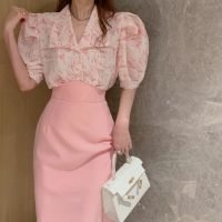 秋季2021年新款女套装短袖扎染衬衫上衣+高腰开叉半身裙两件套ins[15天内发货] 半身裙 S