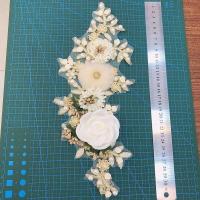 成品手工原创 织带绣创意刺绣立体花朵服装辅料补丁DIY礼服贴布绣 一个尺寸13厘米*30厘米