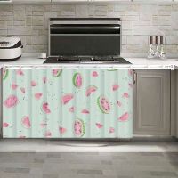 橱柜遮挡帘厨房柜子自粘轨道滑轨式布帘橱柜杂物防尘防水遮丑帘子 款式1 棉麻宽70cmX40cm（魔术贴）