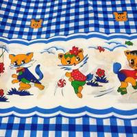 床围布老年小猫钓鱼墙围布小镜帘床头布炕上围墙布床品炕围布 小猫钓鱼