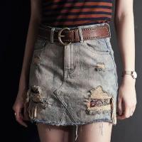 牛仔半身裙女2021年夏季新款包臀韩版宽松大码高腰A字薄款短裙子 6820[复古色] 26码[1尺9]