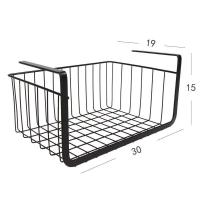 分层橱柜下挂篮宿舍床边床上衣柜桌下收纳架厨房置物架隔板吊柜 黑色小号[送不锈刚挂钩1枚]2.5CM板以下通用 1层