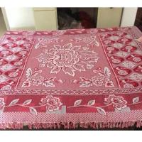 春秋毯老式线毯随身毯沙发巾床单单件空调毯被单休闲毯 花(红白) 170*200(含须)