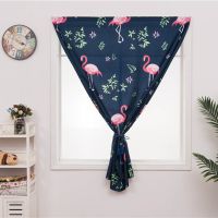 宿舍简易成品遮光卧式免打孔安装出租房魔术粘贴特价窗帘布料清仓 火烈鸟[送魔术贴] 宽1.0*高0.8一片