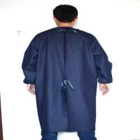 男女成人劳保围裙罩衣反穿衣工作服耐磨倒褂加大牛仔劳动布防 牛仔罩衣小号_