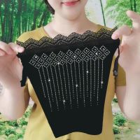 2021夏季新款蕾丝花边烫钻抹胸防走光一片式裹胸百搭遮胸布神器女 四柳钻[黑色]防走光 单件装 均码 胖瘦可穿