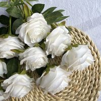 仿真花玫瑰花束干花绢花高档假花婚庆家居客厅落地装饰插花摆件 [白色] 一支装+[不建议购买]