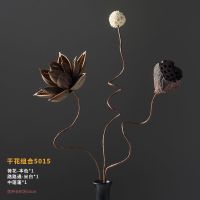 干花花束风干莲蓬装饰摆件禅意莲藕荷花插花天然真花家居客厅摆设 干花组合5015(不含花瓶)