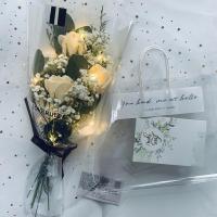 向日葵满天星木棉干花花束香皂花送人闺蜜毕业拍照生日礼物情人节 透明袋[3朵香槟]15*38cm