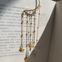 古风饰品复古耳环蝴蝶耳钩女无耳洞汉服耳饰古装配饰耳坠流苏超仙 蝴蝶耳挂金色一只