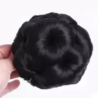 假发女头花盘发器盘头卷发花苞自然逼真抓夹九朵花丸子头发包发片 自然黑