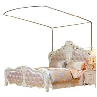 钓鱼竿伸缩蚊帐U型三开门落地铝合金支架公主风家用床加粗加厚 不锈钢立柱+塑料压脚 1.2m 宽