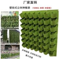 悬挂花盆壁挂草莓种植盆阳台种菜神器多肉花盆园林绿化工程种植袋 绿色平底9口袋0.5✘0.5厘米