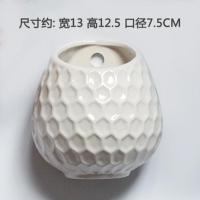 挂墙水培花盆陶瓷花盆铁艺花架多肉花盆植物绿萝盆栽室内免打孔 蜂面白色-有底孔(送挂钩麻绳)