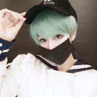 二次元动漫cos假发 薄荷绿色夜店假毛 伪正太男女碎斜刘海短直发 薄荷绿[进口高温丝]+发网