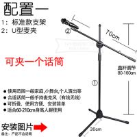 专业二胡支架乐器话筒架落地式麦克风支架三角支撑舞台话筒支架 190cm高度单麦夹款