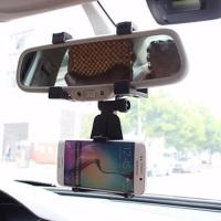 车载后视镜手机支架汽车行车记录仪导航360度旋转撑架 后视镜手机支架-黑色(只能横屏)