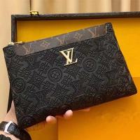 [私人订制]新款男士手包手拿包牛皮手抓包男信封包休闲真皮夹包 老花 长26高18