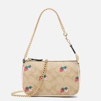 代购2021新款女士真皮腋下包流行麻将包百搭单肩手提包高级感潮包 草莓普通包装+珍珠