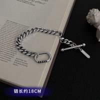 不锈钢OT扣手链男女潮ins小众设计手环情侣礼物个性古巴链手饰品 OT扣手链[18cm推荐女士]