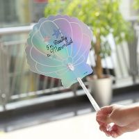 烂了包赔卡通塑料扇子可爱圆形芭蕉扇大号学生儿童驱蚊纳凉手摇扇 贝壳 -五角星[ 发货2把]