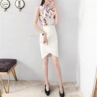 淑女套装裙女2021新款夏季时尚雪纺衫配白色包臀裙子两件套气质潮 两件套 S