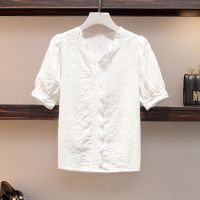 2020夏装新款大码胖mm减龄显瘦遮肉蕾丝衬衫牛仔半身裙套装两件套 蕾丝上衣 S 85到98斤