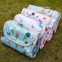 户外地垫便捷防潮垫野餐垫郊游露营防水加厚草坪加大野餐布ins风 蓝色冰淇凌 100*150[可围坐2-3人]