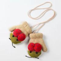 宝宝手套冬婴幼儿加绒保暖手套卡通男女儿童连指手套0-4岁小手套 小蜜蜂卡其[1-4岁]