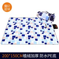 公狼野餐垫户外防潮垫休闲加厚超轻便携春游垫子野外郊游沙滩野炊 2*1.5米魔幻蓝块