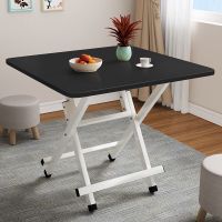 折叠桌子出租屋吃饭小桌子小饭桌家用餐桌4人桌小方桌正方形宿舍 烤漆方管腿方桌黑色60*60-50高