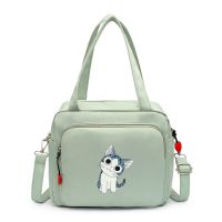妈咪包2021新款时尚女母婴包双肩手提多功能便携小号妈妈包外出 绿色小猫
